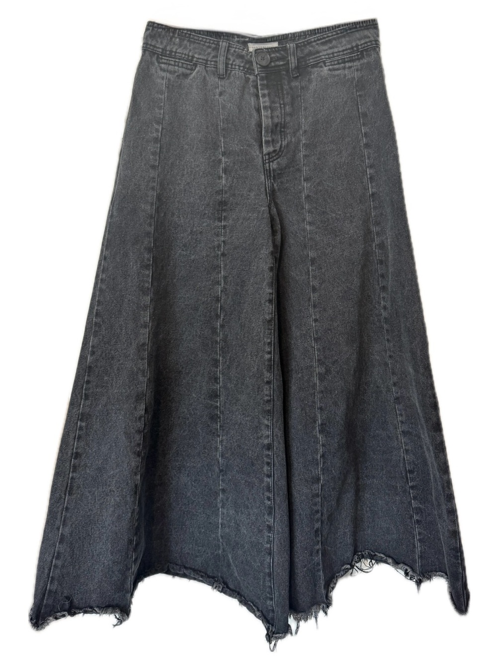 Dance & Marvel Black Acid Wash Wide Leg Culotte Jeans Raw Hem High Rise 30x28
